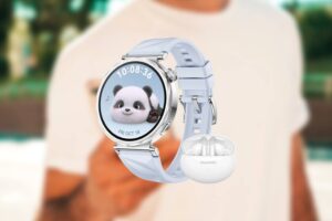 un reloj con batería de larga duración y auriculares inalámbricos