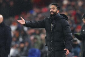 El portugués Ruben Amorim, entrenador del Manchester United, rival de la Real Sociedad en los octavos de final de la Liga Europa. EFE/EPA/ADAM VAUGHAN