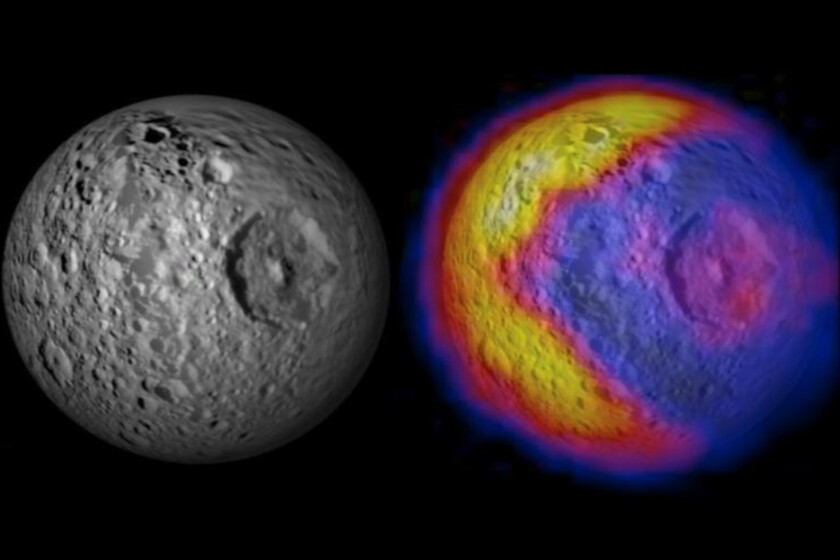 así es Mimas, el satélite de Saturno