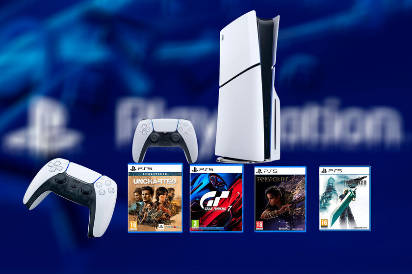 cinco packs cargados de juegos y accesorios