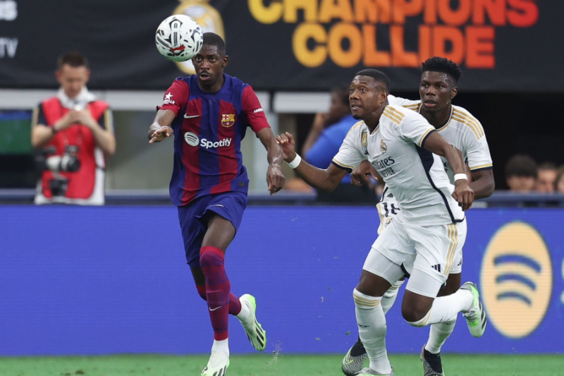 Ousmane Dembélé, autor del primer gol del Barcelona ante Real Madrid en el juego de preparación desde los Estados Unidos