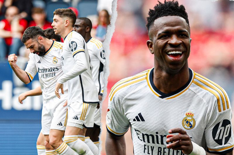 Vinicius Jr. y el Real Madrid en la victoria de visita ante el Osasuna en La Liga. (Fotos: 'X' Real Madrid C. F.)