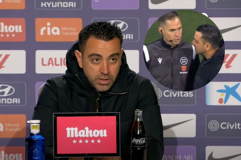 Xavi Hernández en conferencia de prensa post partido ante el Atlético de Madrid.(Fotos: Captura de pantalla 'YouTube' LA LIGA EA SPORTS)