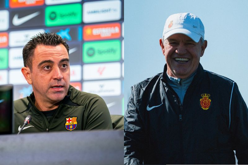 Xavi Hernández en rueda de prensa previa a la jornada 28 de La Liga contra el Mallorca de Javier Aguirre. (Fotos: 'X' Mallorca / FC Barcelona)