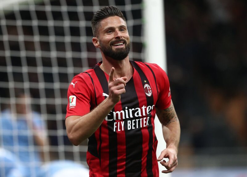 Olivier Giroud con el AC Milan de la Serie A del fútbol italiano.(Foto_ 'X' Olivier Giroud)