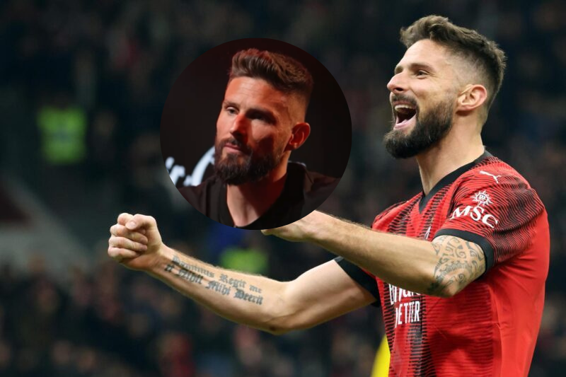 El delantero del AC Milan Olivier Giroud celebra un gol esta temporada. EFE/EPA/MATTEO BAZZI