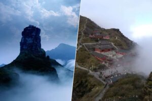 China tiene una imponente montaña sagrada de 2.500 metros de altura con una sorpresa en su cima: dos templos