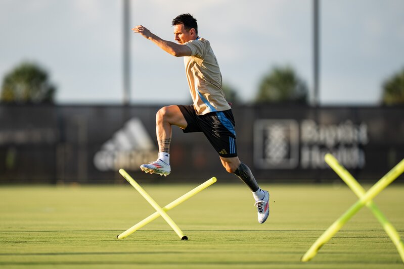 Leo Messi entrenando con la selección de Argentina en las instalaciones del Inter Miami. (Foto: 'X' Inter Miami C.F.)