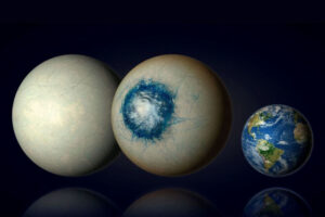 un exoplaneta con pruebas de hielo y agua