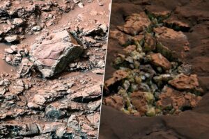 El robot Curiosity de la NASA ha abierto una roca en Marte por accidente. Acaba de revelar un tesoro amarillo