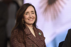 Fotografía de archivo en la que se registró a la vicepresidenta de Argentina, Victoria Villarruel, en la ciudad de Rosario (Argentina). EFE/Franco Trovato