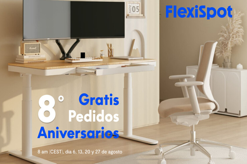 El octavo aniversario de Flexispot nos deja estos ofertones en escritorios elevables. Y hasta pueden salirnos gratis