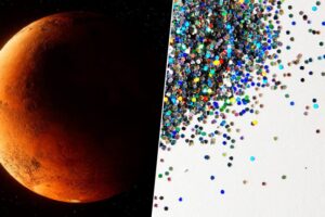 lanzar y esparcir "purpurina" al cielo del planeta
