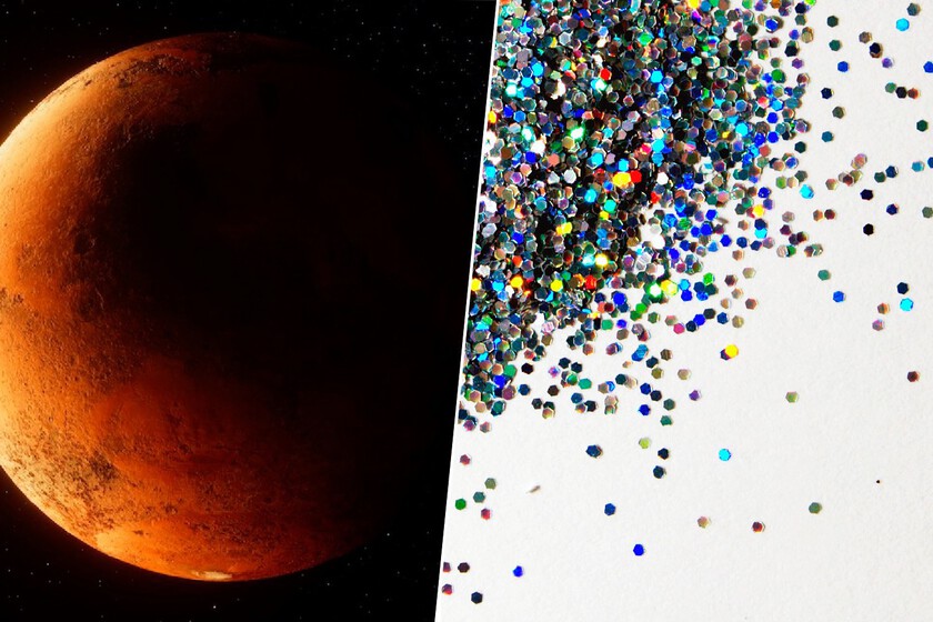 lanzar y esparcir "purpurina" al cielo del planeta