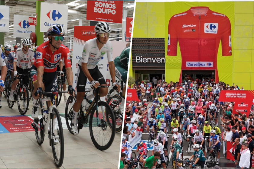 Una etapa de La Vuelta ha salido este año desde el interior de un Carrefour. Es el último en un largo historial de inicios chanantes