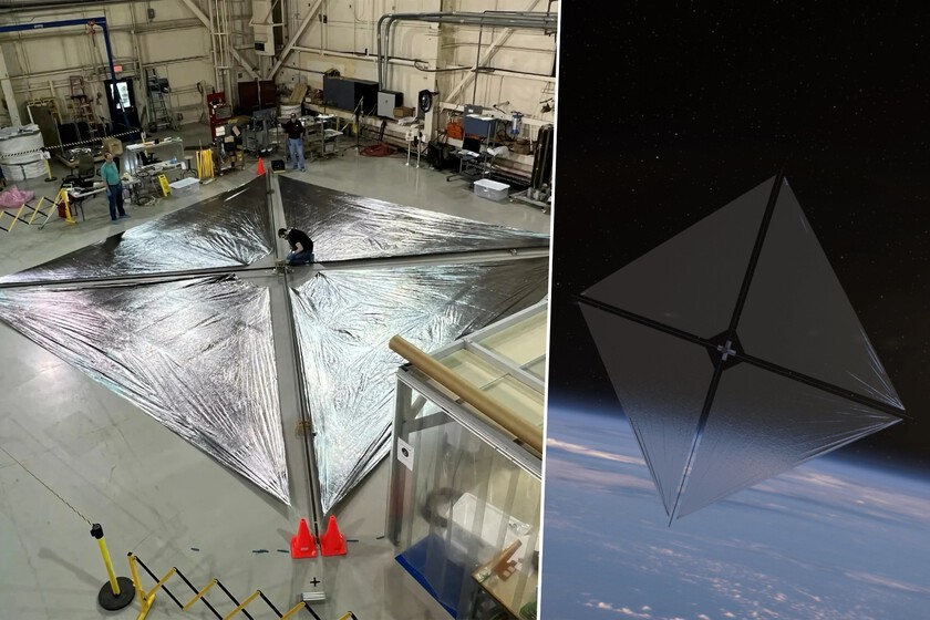la NASA desplegó una vela solar de 80 metros cuadrados para navegar sin combustible