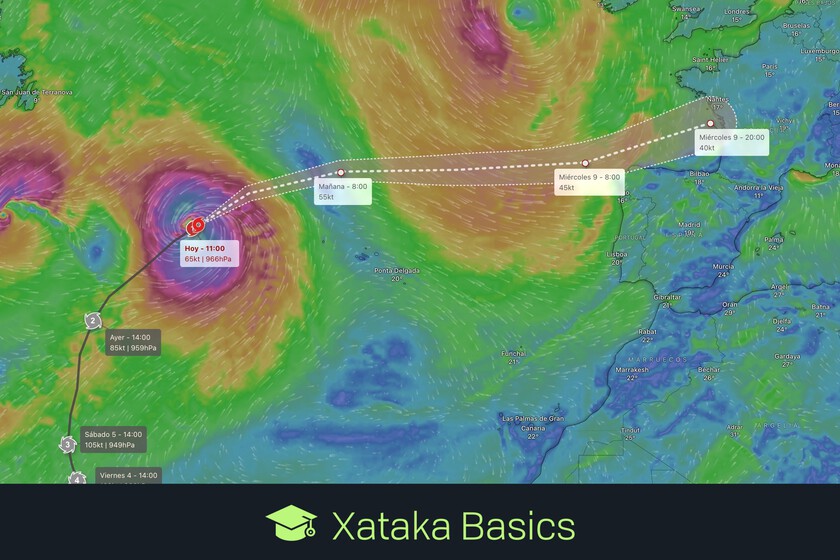 Cómo seguir en directo el movimiento y desarrollo del huracán Kirk en España con Windy, AEMET y más recursos