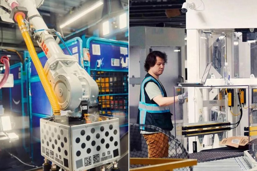 Más trabajo manual para las máquinas (y menos para los humanos). Los nuevos almacenes de Amazon llegan con 10 veces más robots