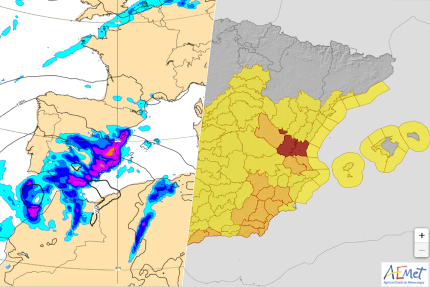 AEMET espera que las precipitaciones alcancen los 180 mm en puntos del Levante