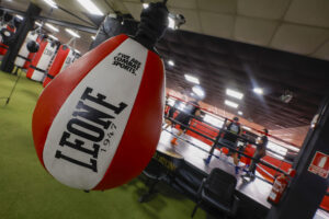 Instalaciones de la sede de operaciones del Consejo Mundial de Boxeo en Europa, ubicada en el Gimnasio Emporio en Madrid, que ha sido inaugurada este martes. EFE/ Javier Lizón