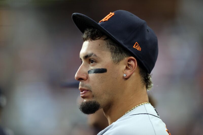 Fotografía de archivo en la que se registró al puertorriqueño Javier Báez, campocorto de los Tigres de Detroit, quien conectó un jonrón de dos carreras para dar la ventaja en la octava entrada y guiar la victoria de su equipo por 2-1 sobre los Marineros de Seattle en la MLB. EFE/Adam Davis