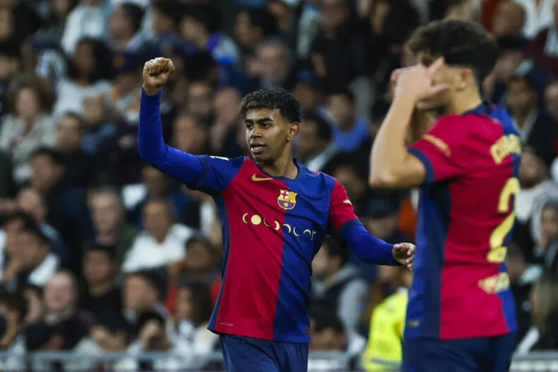 Lamine Yamal celebra triunfo del Barcelona