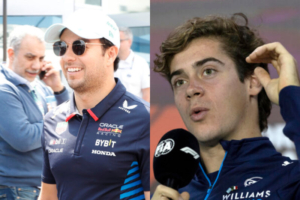 Reacciones a olor de marihuana en el GP de Las Vegas en la Fórmula 1 de Checo Pérez y Franco Colapinto. (Fotos: Agencia EFE)