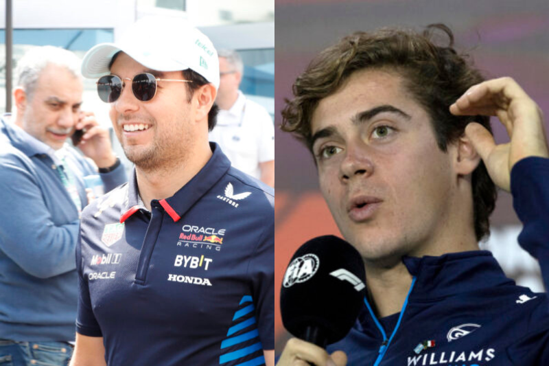 Reacciones a olor de marihuana en el GP de Las Vegas en la Fórmula 1 de Checo Pérez y Franco Colapinto. (Fotos: Agencia EFE)