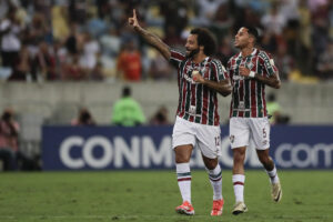 Marcelo anotó el primer gol del triunfo de Fluminense ante Cerro Porteño en el estadio Maracaná en Río de Janeiro (Brasil). EFE/ Andre Coelho