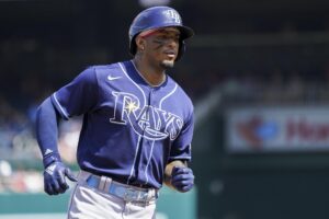 Fotografía de archivo en la que se registró al dominicano Wander Franco, al actuar para los Rays de Tampa Bay, durante un partido de la MLB, en Washington DC (EE.UU.). EFE/Shawn Thew