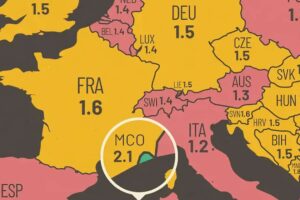 La debacle demográfica en Europa, expuesta en este mapa con un invitado engañoso: Mónaco