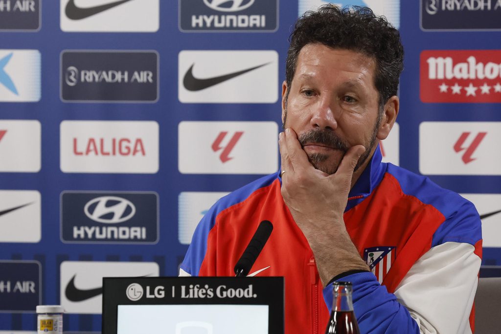 Simeone, durante la rueda de prensa de este viernes. EFE/ J.P. Gandul