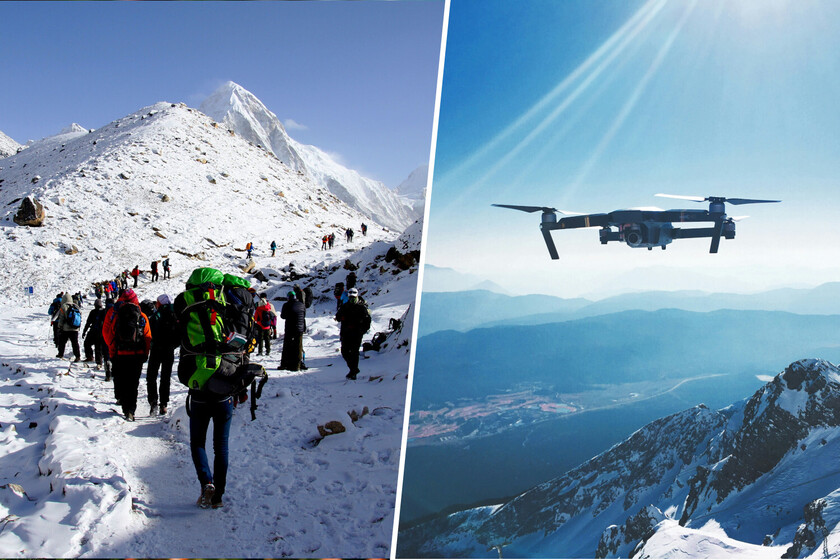 El Everest se ha convertido en un monstruo turistificado. Alguien cree que los drones son la solución