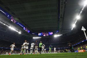 Los jugadores del Real Madrid en la vuelta de las semifinales de la Liga de Campeones del año pasado en el estadio Santiago Bernabéu, en Madrid en foto de archivo de Juanjo Martín. EFE
