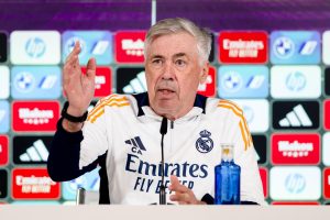 El entrenador del Real Madrid Carlo Ancelotti, durante la rueda de prensa
