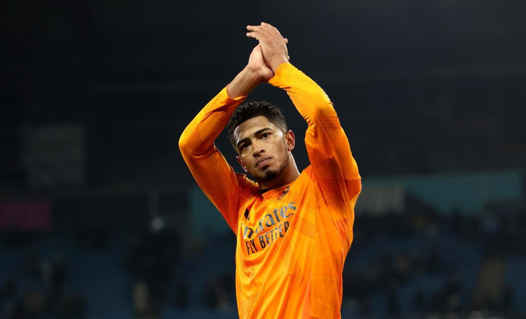 Jude Bellingham celebra la victoria en Manchester, Reino Unido. EFE/EPA/ADAM VAUGHAN